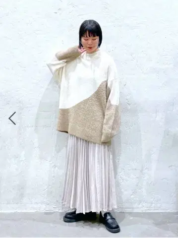 niko and.. 아트 패턴 BIG 니트 풀오버 아이보리