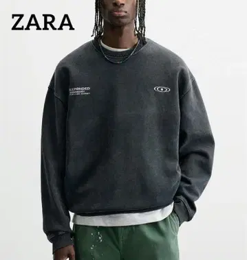 ZARA 자라 워시드 프린트 박스 핏 맨투맨