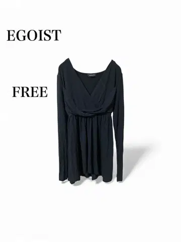 EGOIST V넥 긴팔 상의 블랙 F 사이즈
