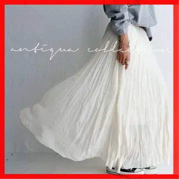 새상품 안티카 antiqua 주름 가공 롱 스커트 아이보리