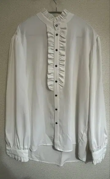 untage 프릴 달린 화이트 셔츠 블라우스