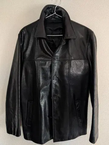 블랙 가죽 자켓 버튼식