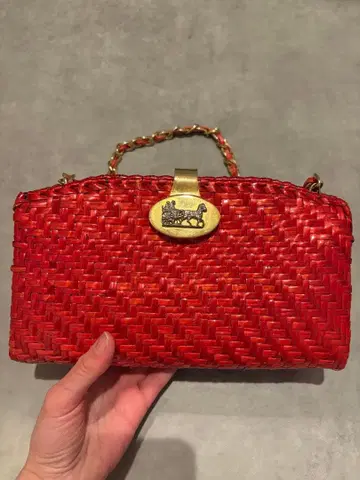 빨간색 바스켓백 체인 핸들