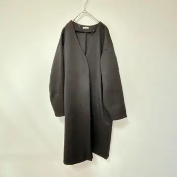 지유 [ M ] 롱 코트/노카라 심플 빅 루즈 가을/겨울 깔끔