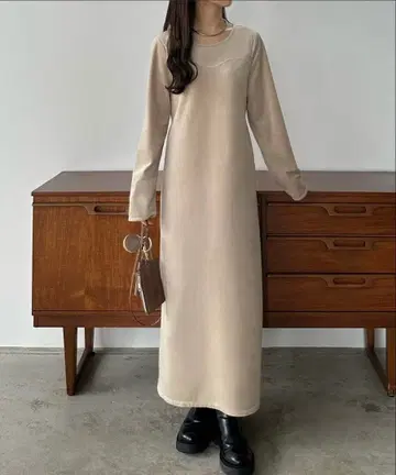 백리본 I라인 벨로아 원피스 S 사이즈 택 포함 새상품