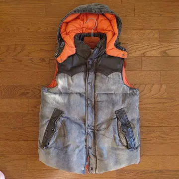 GAIJIN MADE 다운 베스트 L 데님 x 가죽 Himalaya