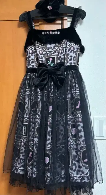 Girly Leopard JSK&초커 세트/ 그레이