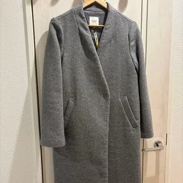 BEAMS HEART 노카라 롱 코트 여성용 S 사이즈 그레이