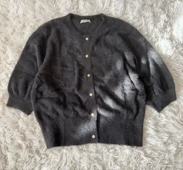 그린 라벨 릴랙싱 플러프 페더 숏 슬리브 니트 가디건