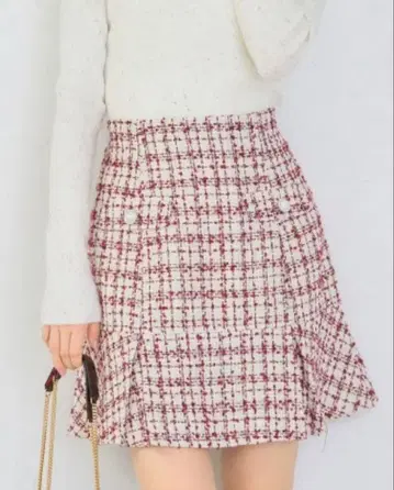 tocco closet 이너 팬츠 포함 펄 장식 트위드 미니 스커트