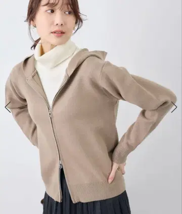 w 지퍼 니트 후디