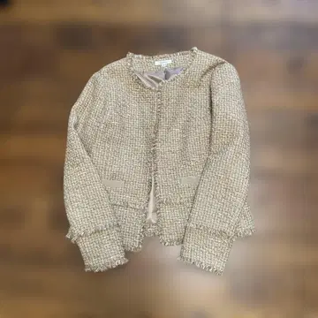 노카라 자켓 베이지 트위드