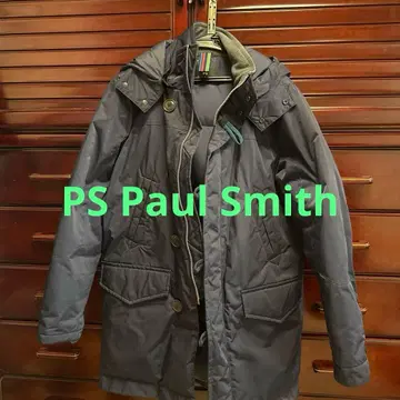 네이비 후드 부착 롱 다운 자켓