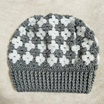 비니 13 니트 모자 꽃 손뜨개질 핸드메이드 모자 그레이 화이트