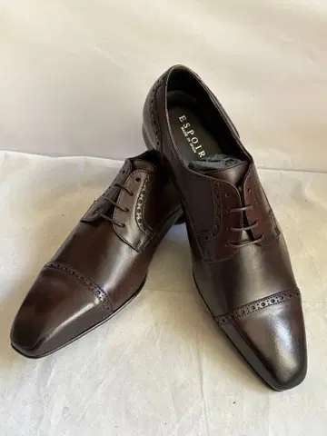 새상품 스페인산 에스쁘아 ESPOIR 스트레이트 팁 7.5 다크 브라운