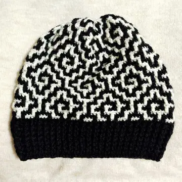 비니 19 니트 모자 꽃 손뜨개질 핸드메이드 모자 블랙 화이트
