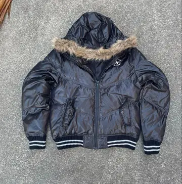 archive 퍼 다운 자켓 y2k 시크 스타일 짧은 기장 광택