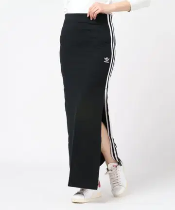 컨디션 최상 아디다스 오리지널 롱 스커트 원 포인트 블랙 OT