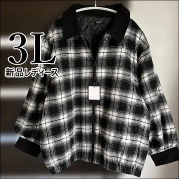 새상품 3L 충전솜 체크 무늬 블루종 블랙 빅 사이즈 여성용