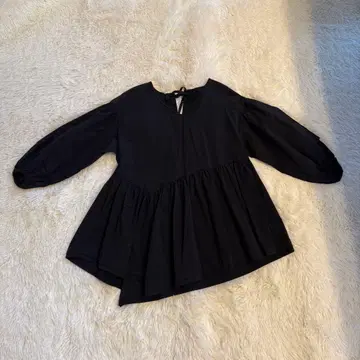 ELENDEEK 엘렌딕 벌룬 슬리브 개더 셔츠 블라우스 블랙 F