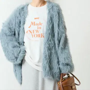 FREAK'S STORE 페더 얀 샤기 니트 가디건 블루