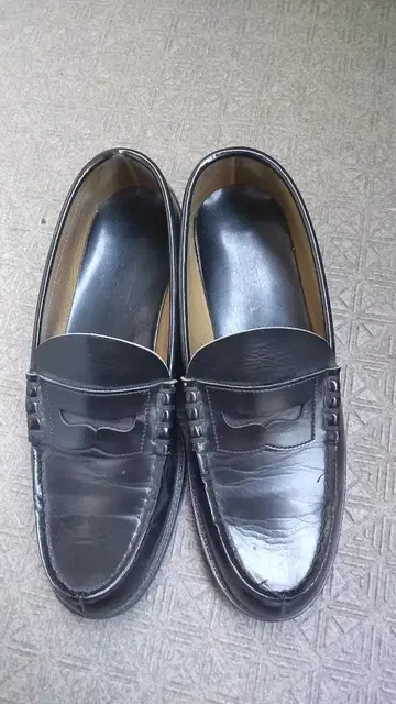 블랙 가죽 모카신 신발