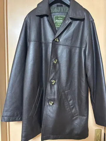 에디 바우어 두꺼운 카우 가죽 카 코트 S 남성용 브라운 구제 의류