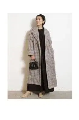 COTORICA 체크 무늬 롱 코트 S