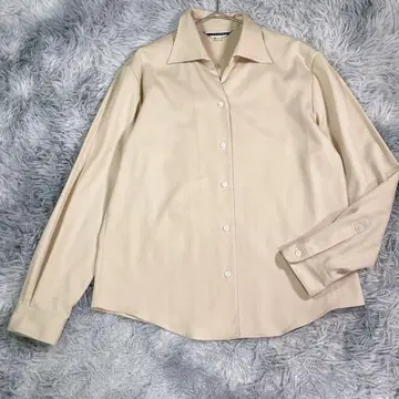 FLASH [ L ] 긴팔 셔츠 베이지 얇은 소재 빅 사이즈 여성용