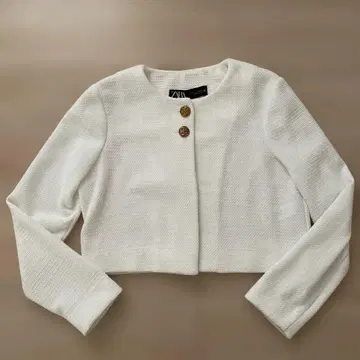 ZARA 화이트 노카라 자켓 S