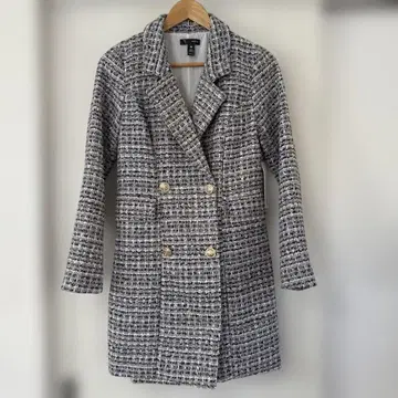 AQUA 트위드 코트 라메 믹스 골드 버튼