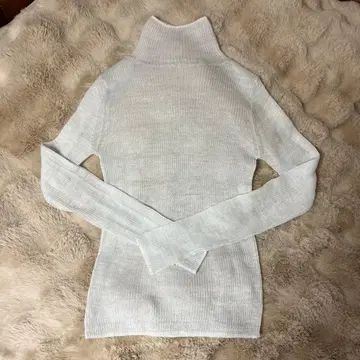 FRAY I.D 알파카 혼방 시어 리브 니트 [ 화이트 ]