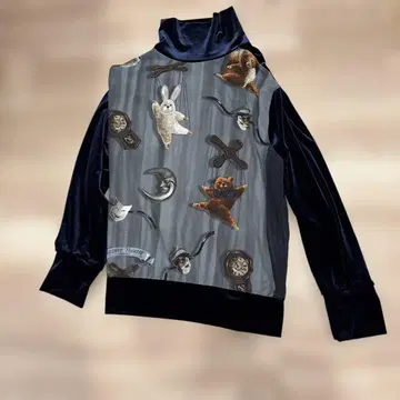 밀크보이 동물 모티브 벨벳 긴팔 티셔츠