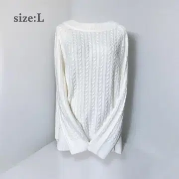 케이블 짜임 니트 스웨터 새상품급 보트넥 화이트 화이트 루즈핏
