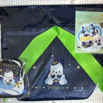 Happy 복권 산리오 기프트 파우치 캔뱃지 스티커 씰 포차코