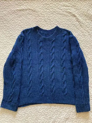 00s 구제 의류 unknown 케이블 짜임 인디고 니트