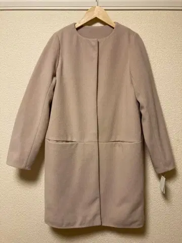 as know as 핑크 베이지 노카라 롱 코트