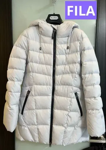 [ 시착만 한 상품 ] F ILA 화이트 퀼팅 후디 다운 코트