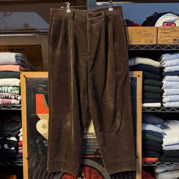 80s vintage 굵은 폭 코듀로이 팬츠 브라운 브라운 좋은 실루엣