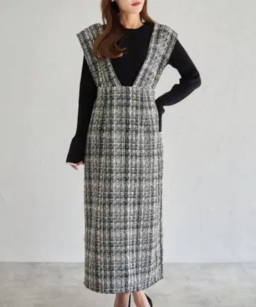 토코 클로젯 트위드 오버롤 스커트 스커트