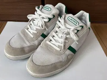 LACOSTE 라코스테 가죽 스니커즈 화이트 x 그린 사이즈 US10.5