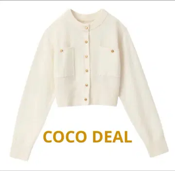 코코딜 퓨어 울 포켓 가디건 사이즈 2 아이보리