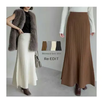 Re:EDIT 머메이드 밀라노 리브 니트 스커트 MC 사이즈