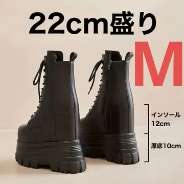 키높이 부츠 22cm굽 M 사이즈 23.5 코스프레 18cm 블랙