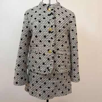 한국 스타일 도트 무늬 트위드 셋업