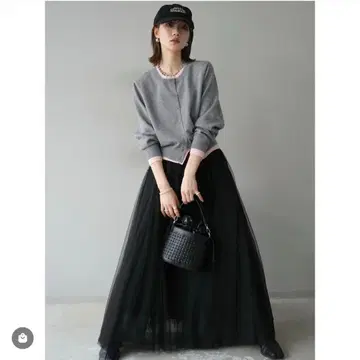 lumier [SET] 배색 레이어드 가디건+튤 볼륨 스커트