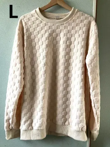 베이지 입체 체크 긴팔 트레이닝복