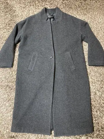 미즈이로 인드 스탠드 카라 롱 코트 그레이