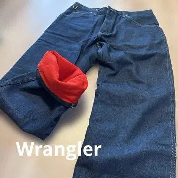 스트레이트 데님 다크 블루 빨간색 안감 부착 여성용