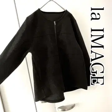 la IMAGE 펠트조 코트 노카라 뒷기장 긴 자켓